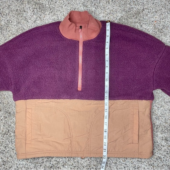 Fabletics Mallory Quarter Zip Fleece Sherpa Pullover Purple Burgundy Medium - Picture 9 of 9